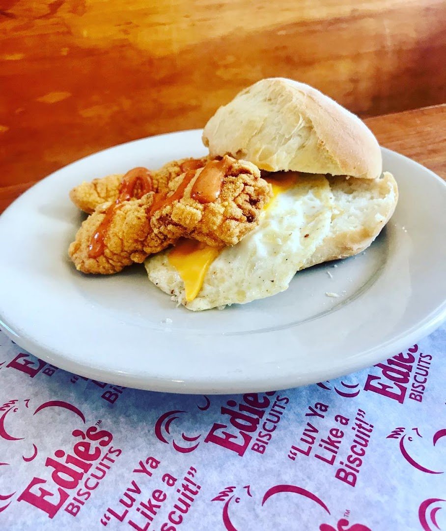Biscuits and omelets served in a no-frills dining room.
